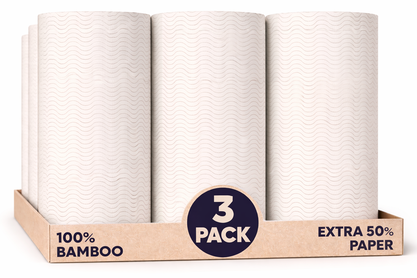 Rolo de Papel Bambu, embalagem com 3 unidades